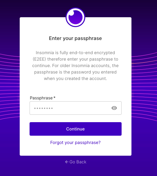 Forgot passphrase via Login